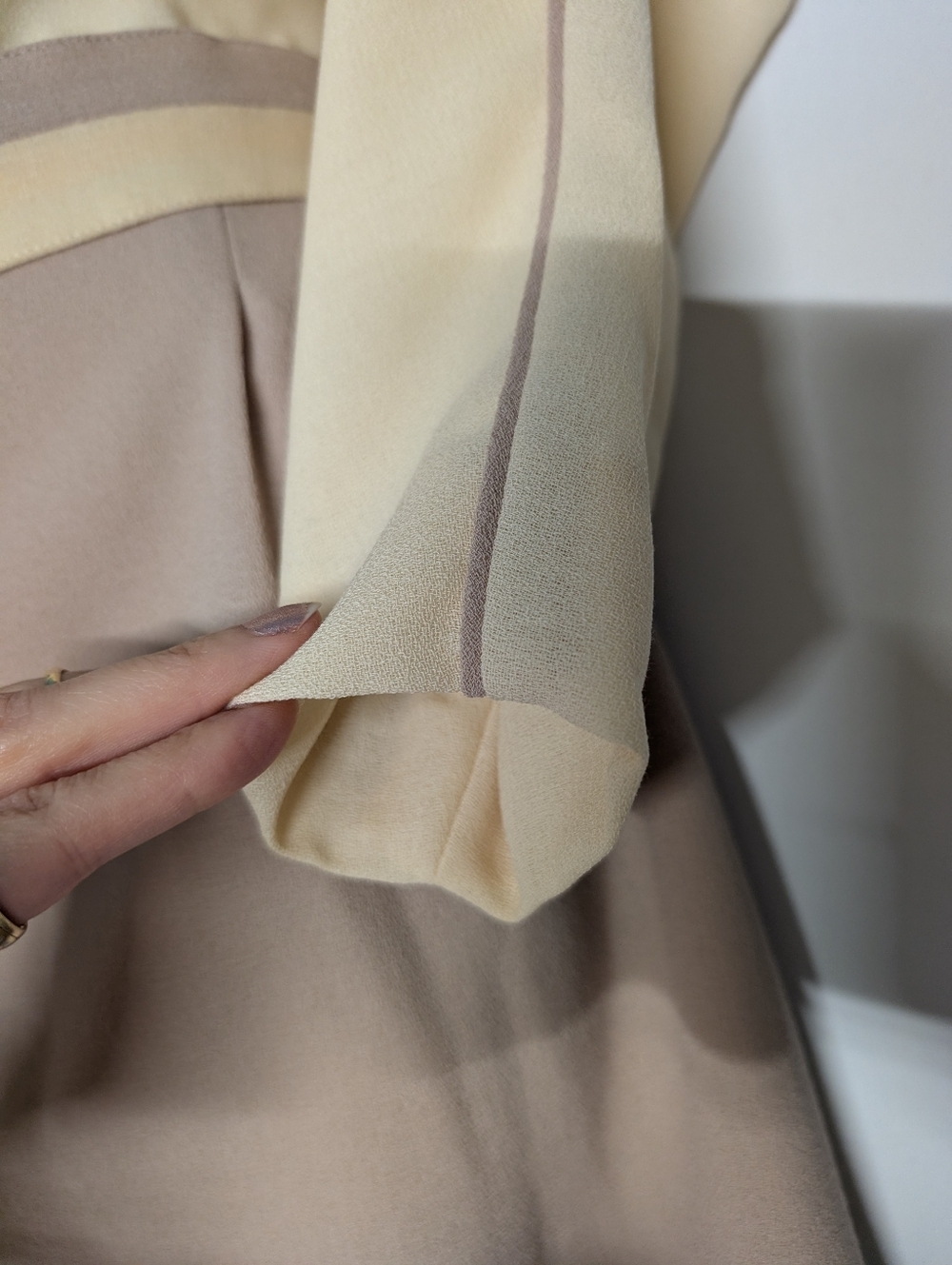 Cream and Taupe Pencil Skirt Bat Wing Dress Classic Vintage Handmade Classic - Picture 5 of 15
